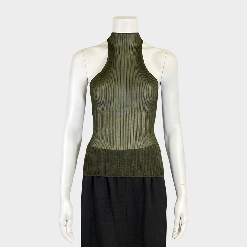 Dion Lee women's green metallic halterneck top