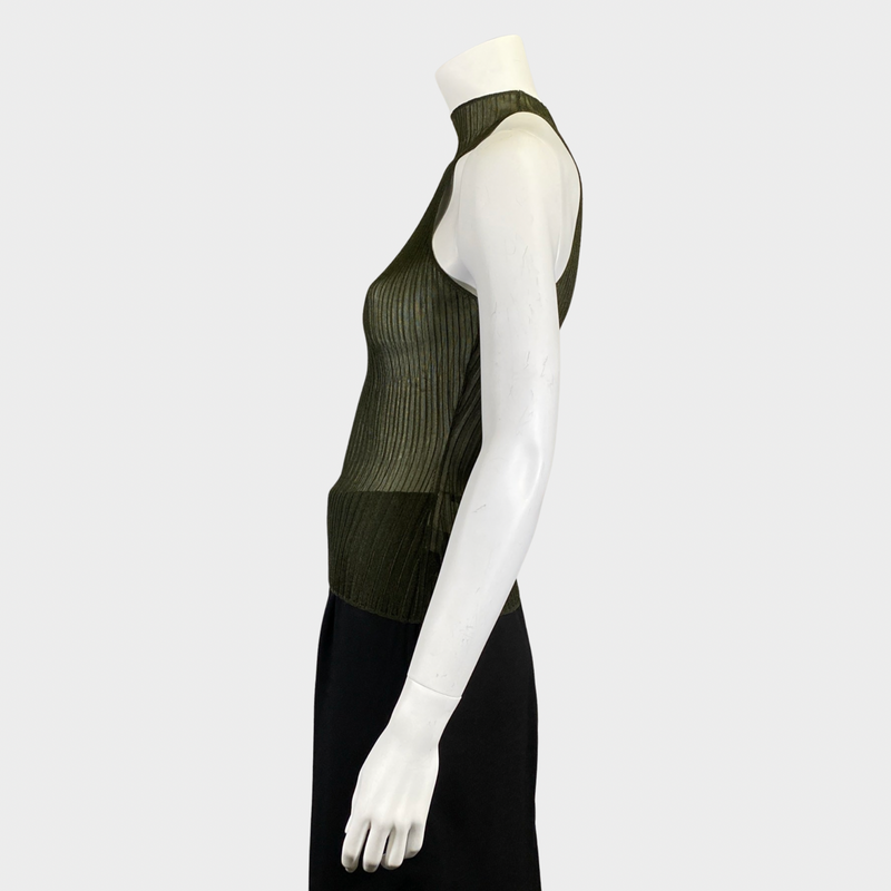 Dion Lee women's green metallic halterneck top