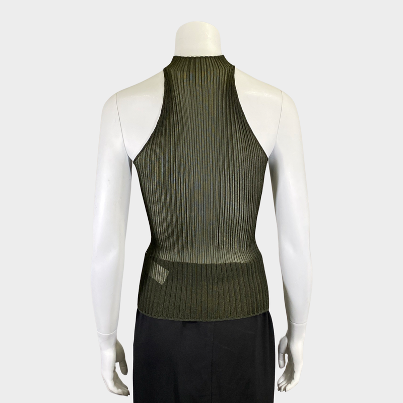 Dion Lee women's green metallic halterneck top