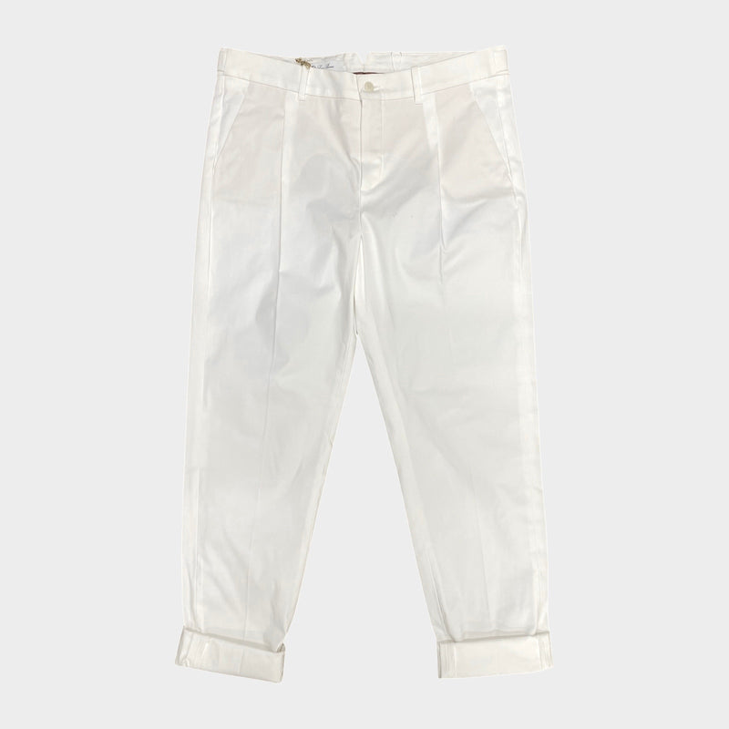 Loro Piana women's white cotton chino-style trousers