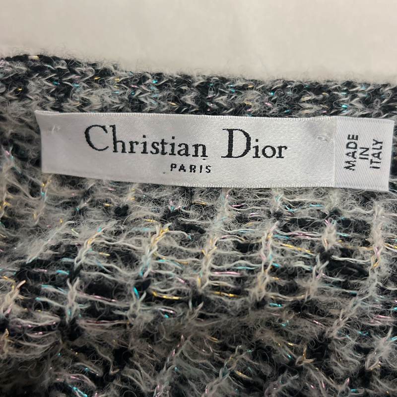 Christian Dior Women's Sleeveless Black and White Wool Tweed Dress