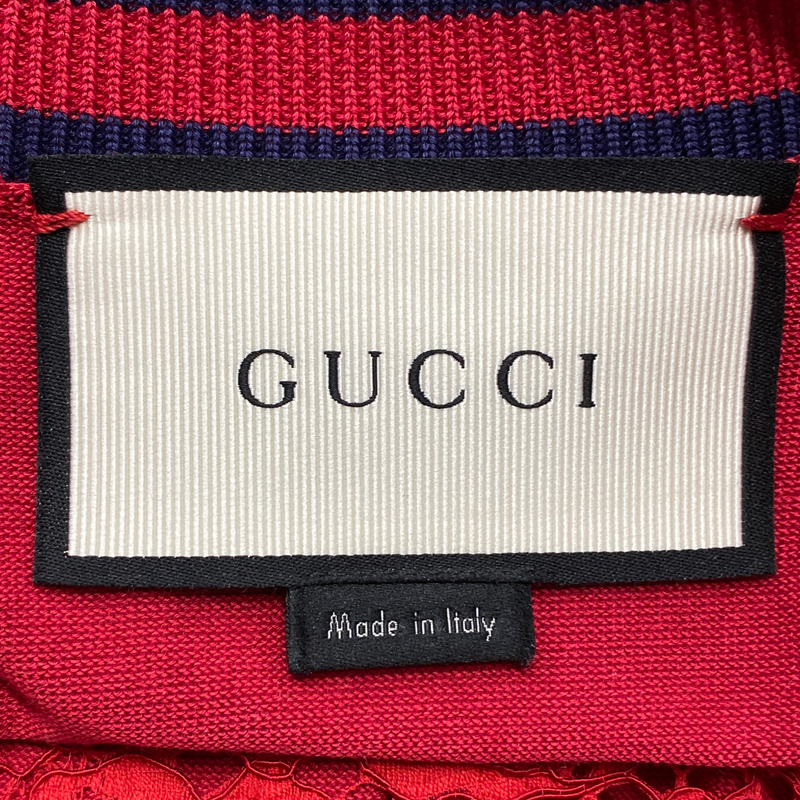 Gucci women's red and blue cotton and lace v-neck jumper