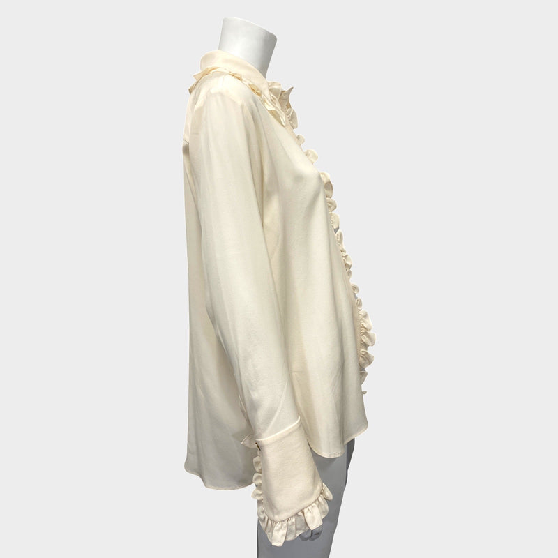 Stella McCartney women's ecru silk ruffled blouse