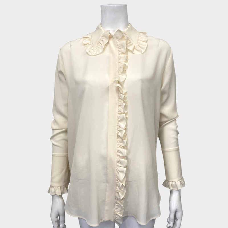 Stella McCartney women's ecru silk ruffled blouse