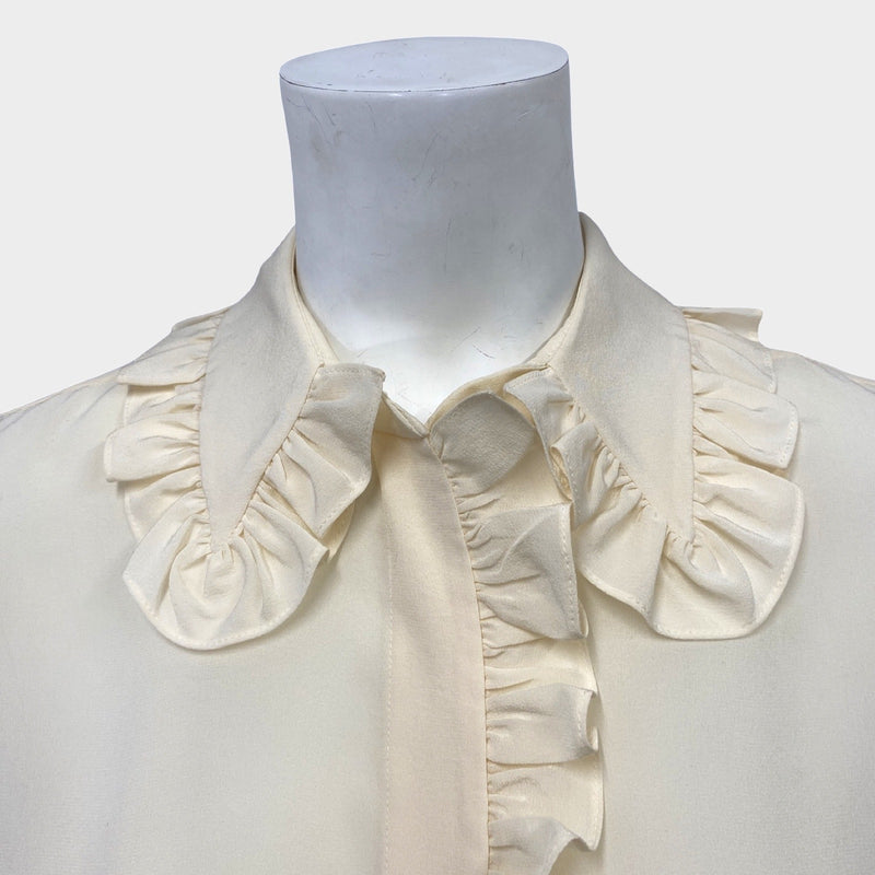 Stella McCartney women's ecru silk ruffled blouse