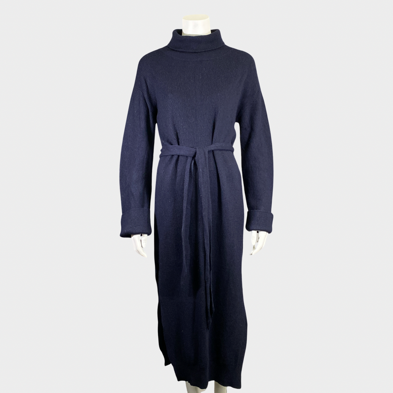 Nanushka women's navy knitted maxi dress with belt – Loop Generation