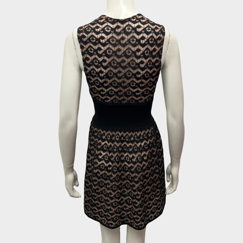 Alaïa Women's Black and Beige Lace Mini Dress
