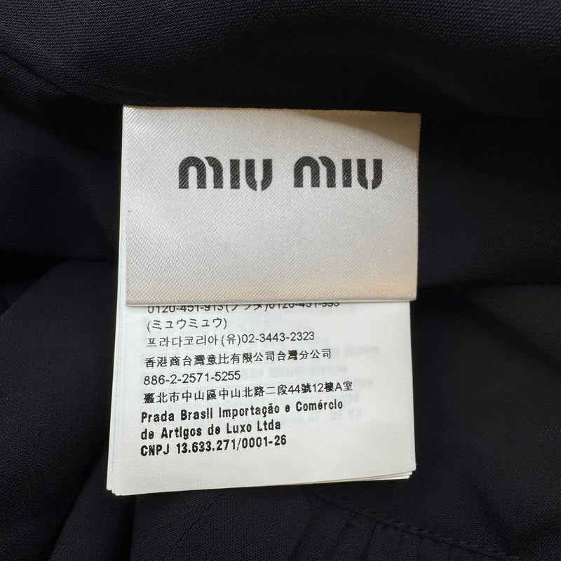 Miu Miu Black Silk Wrap Dress With Floral Pattern and Ruffles