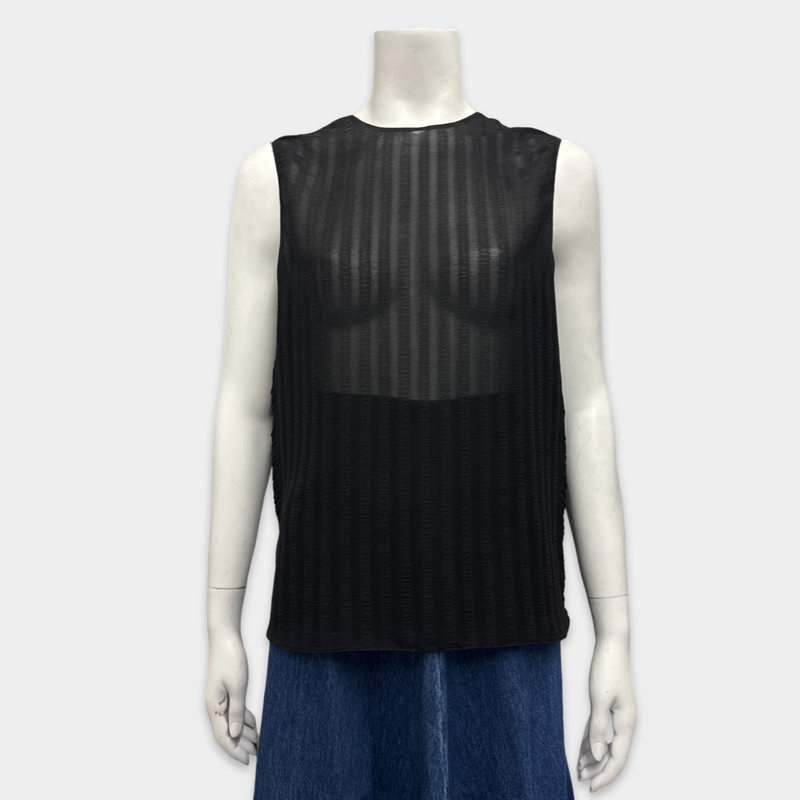The Row Women's Black Sleeveless Sheer Top