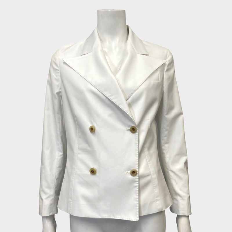 Giuliva Heritage women's white 'the Emilia; cropped cotton-twill double-breasted jacket