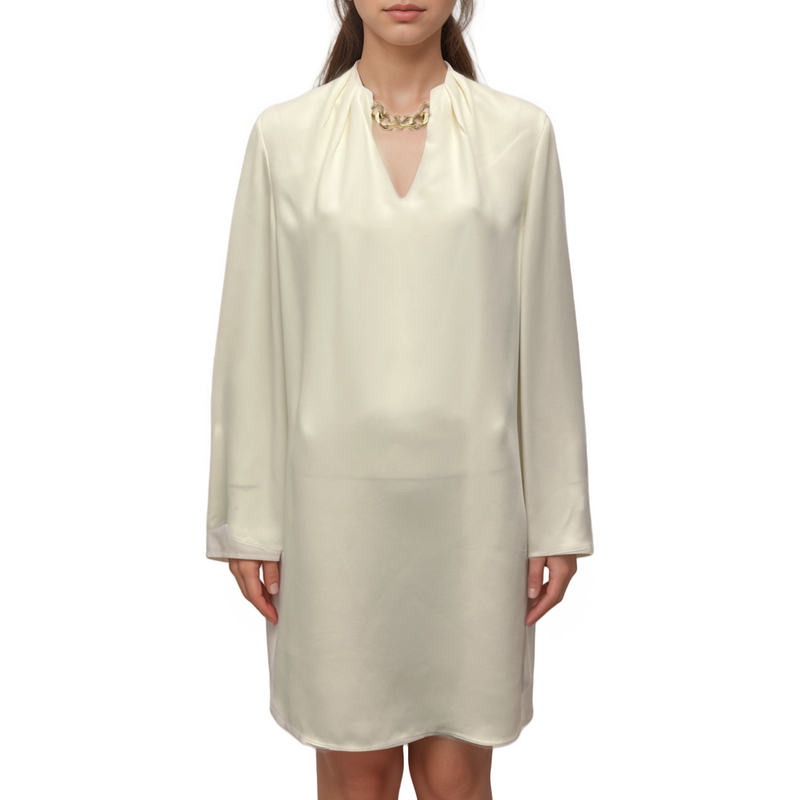 Valentino Women's Logo Chain Cream Silk Dress