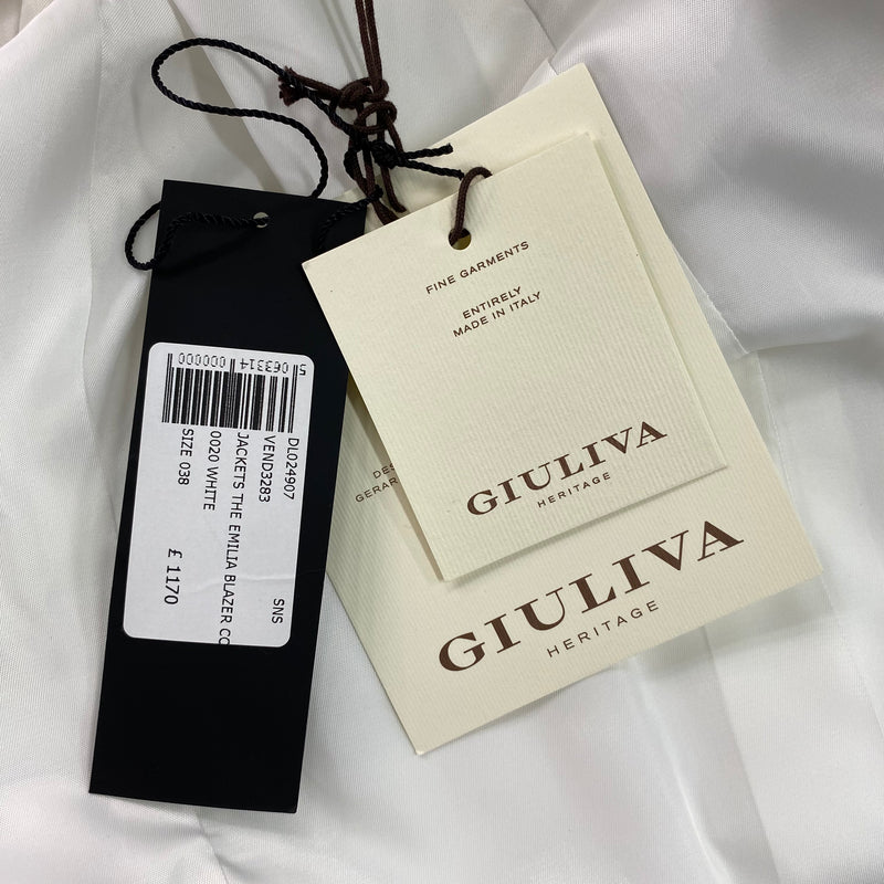 Giuliva Heritage women's white 'the Emilia; cropped cotton-twill double-breasted jacket