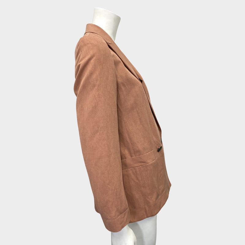 Etro women's blush silk and linen double-breasted summer jacket