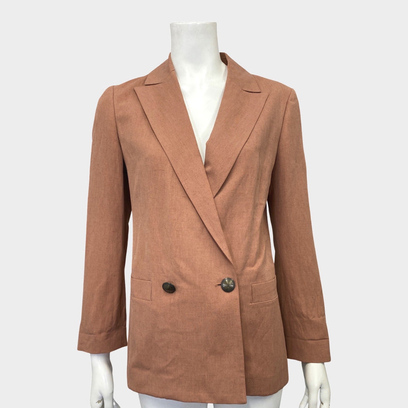 Etro women's blush silk and linen double-breasted summer jacket
