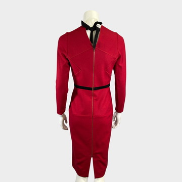 roland mouret long sleeve dress Roland Mouret red wool belted long-sleeved dress – Loop Generation
