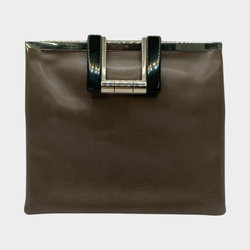 MARNI green leather small pouch with silver-tone hardware