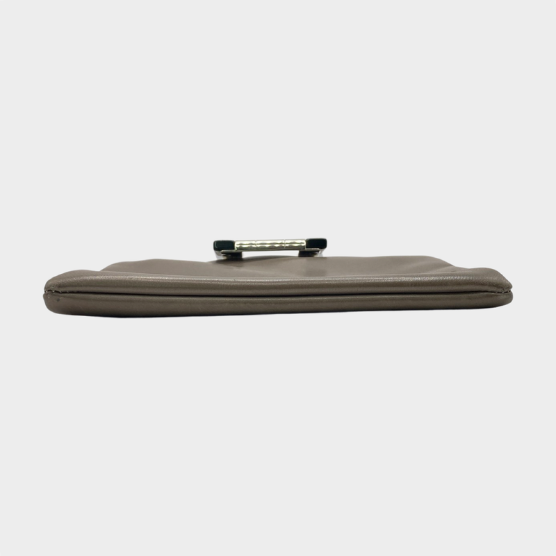 MARNI green leather small pouch with silver-tone hardware