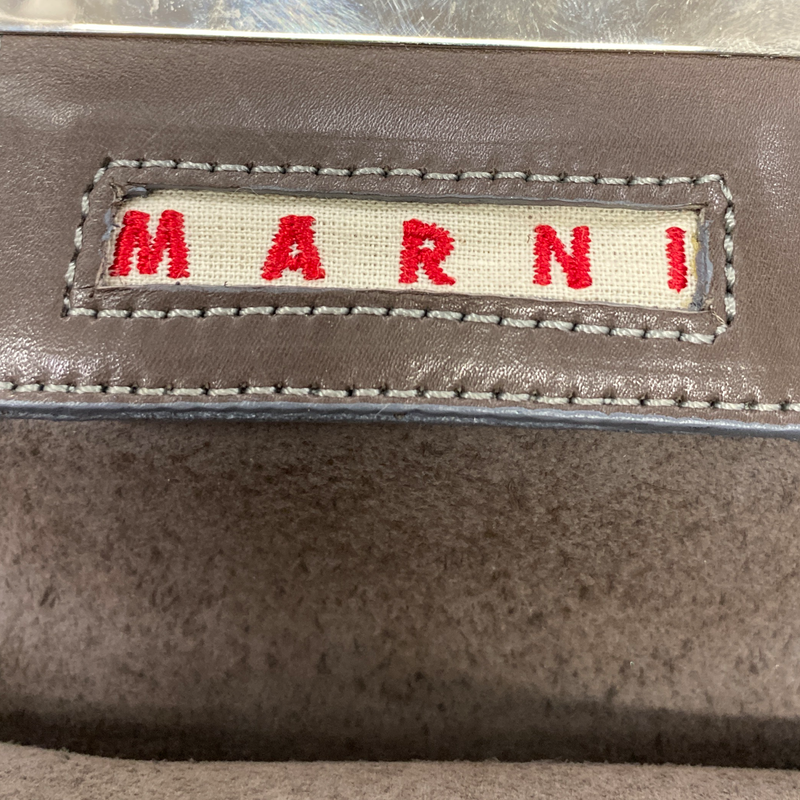 MARNI green leather small pouch with silver-tone hardware