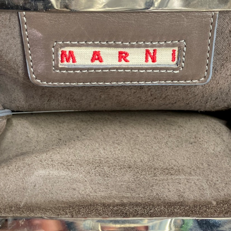 MARNI green leather small pouch with silver-tone hardware