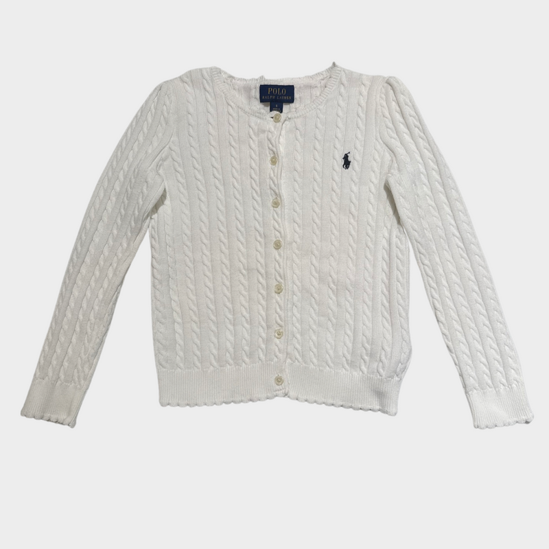 Polo Ralph Lauren girl's ecru knitted cotton cardigan