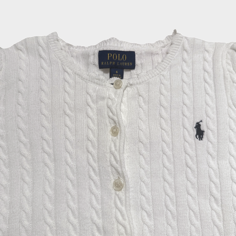 Polo Ralph Lauren girl's ecru knitted cotton cardigan