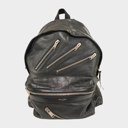 Saint Laurent men's leather City backpack with triple zipper detailing