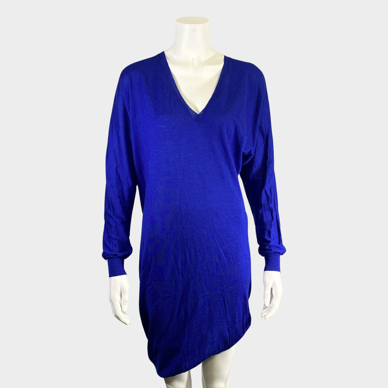 Alexander McQueen blue asymmetric knit dress with v-neck – Loop Generation