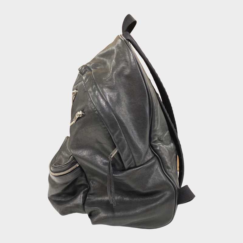 Saint Laurent men's leather City backpack with triple zipper detailing