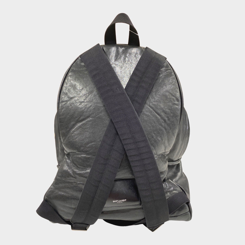Saint Laurent men's leather City backpack with triple zipper detailing
