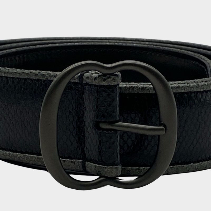 Bottega Veneta women's black lizard belt