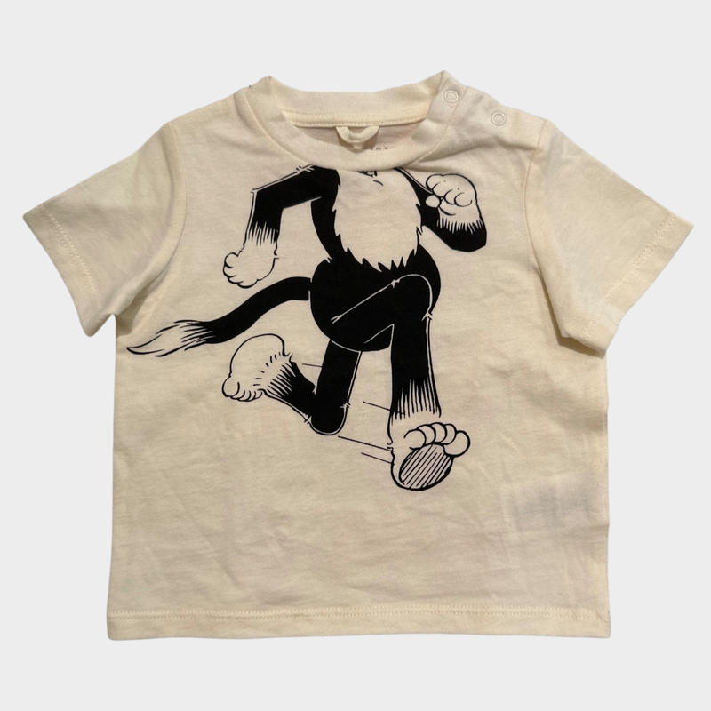 STELLA MCCARTNEY Girl's ecru and black disney print cotton T-shirt