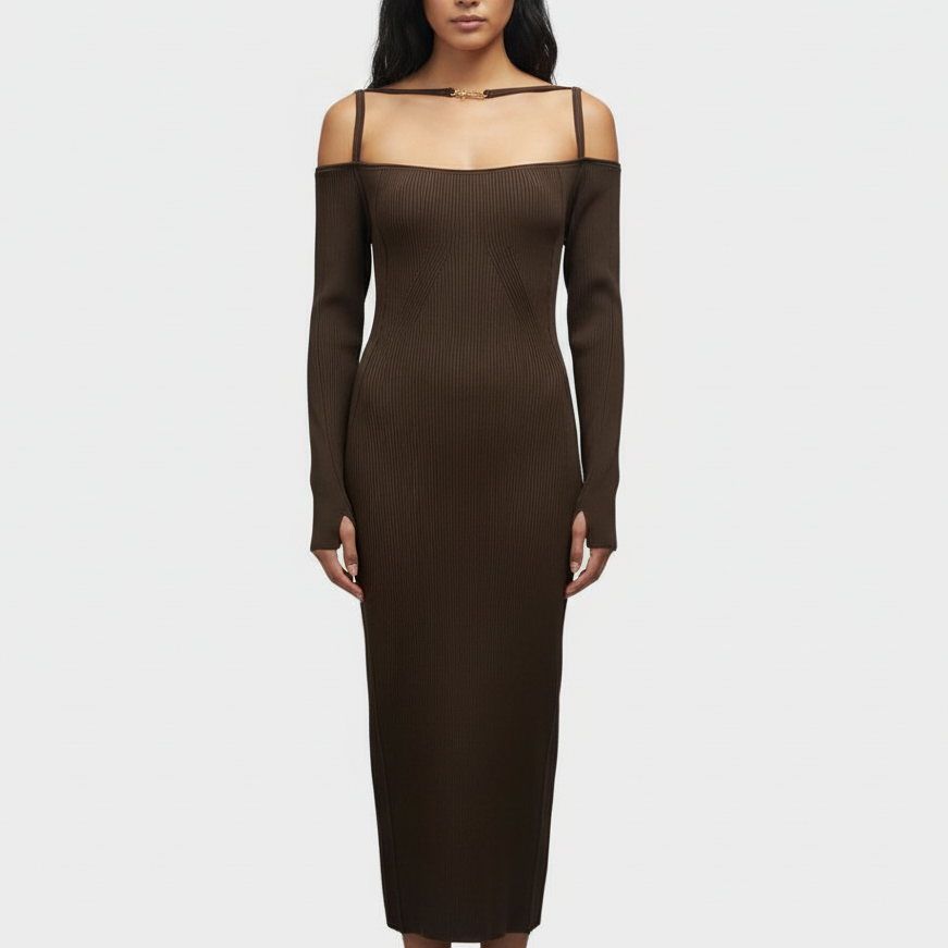 jacquemus dress brown Jacquemus THE CHESTNUT KNIT DRESS 414,00 EUR