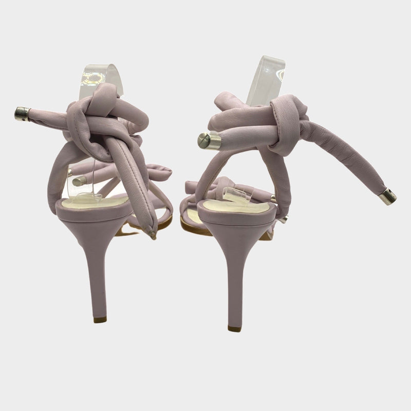 Tibi lilac lace up leather sandal heels