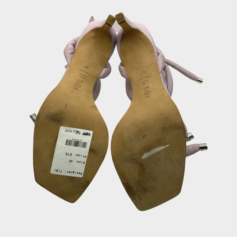 Tibi lilac lace up leather sandal heels