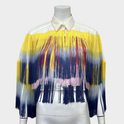 DOLCE&GABBANA women's multicolour fringed cotton cropped shirt