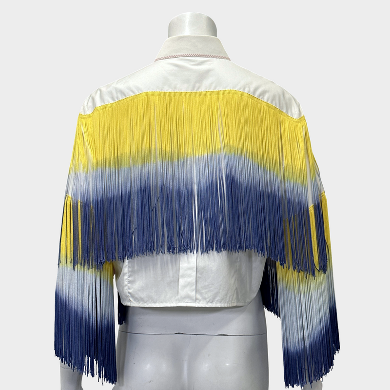 DOLCE&GABBANA women's multicolour fringed cotton cropped shirt