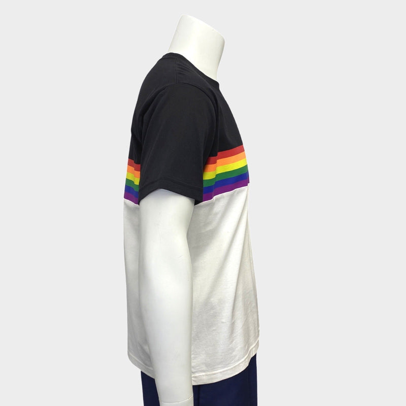 Burberry men's oversized black and white rainbow and logo cotton t-shirt
