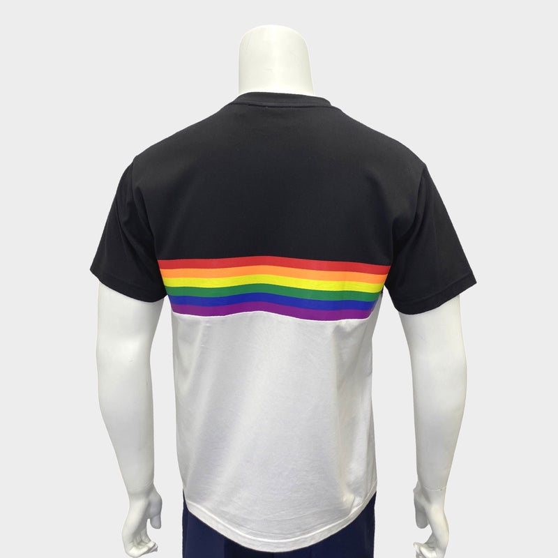 Burberry men's oversized black and white rainbow and logo cotton t-shirt