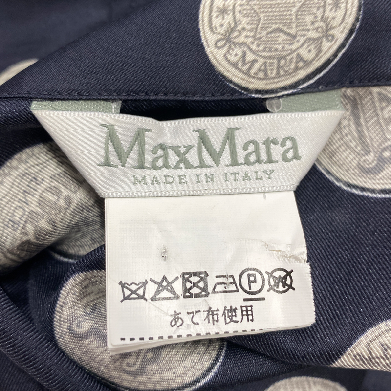Max Mara navy coin print wrap-style midi dress