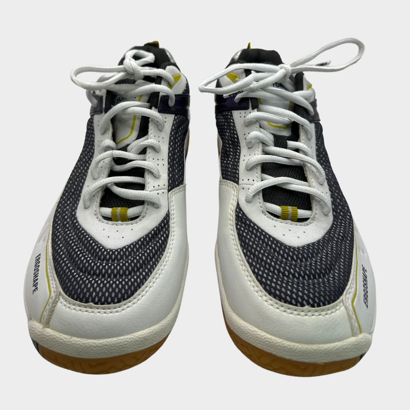 YONEX white and grey leather and mesh tennis trainers