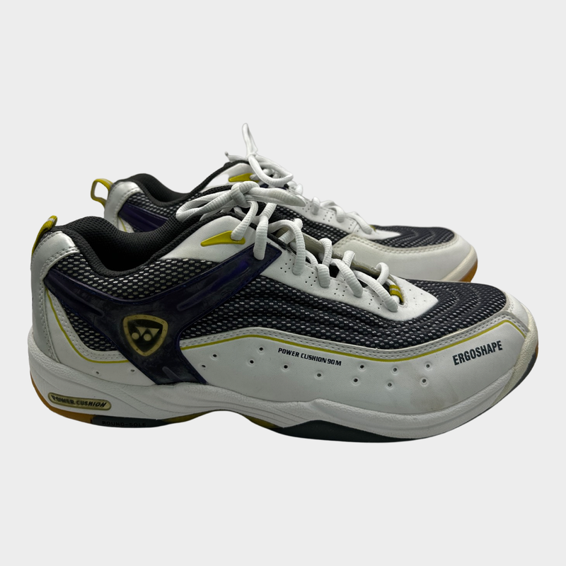 YONEX white and grey leather and mesh tennis trainers