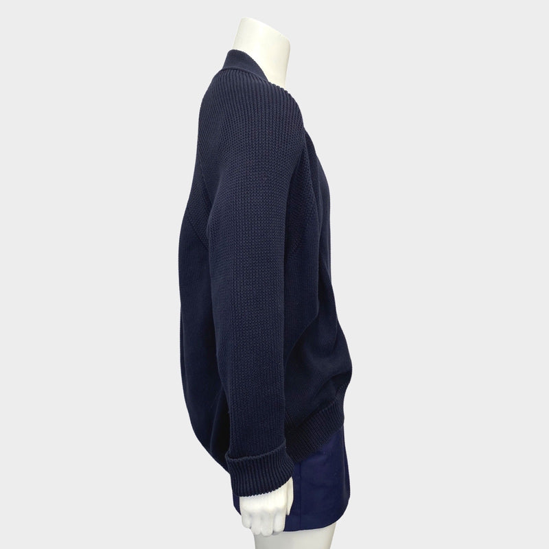 Maison Margiela men's loose-fit navy wool buttonless cardigan