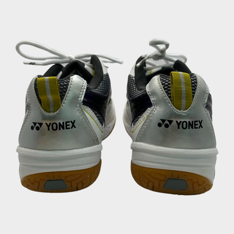 YONEX white and grey leather and mesh tennis trainers