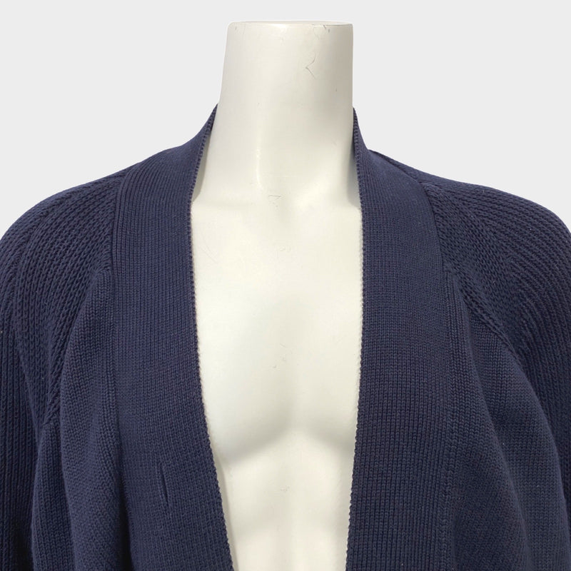 Maison Margiela men's loose-fit navy wool buttonless cardigan