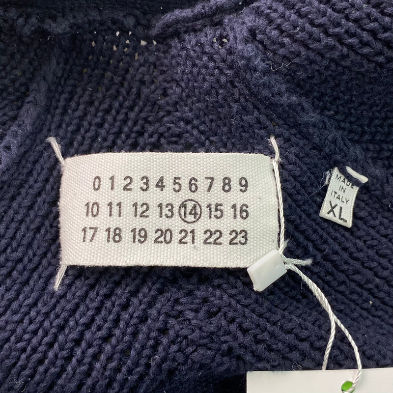 Maison Margiela men's loose-fit navy wool buttonless cardigan