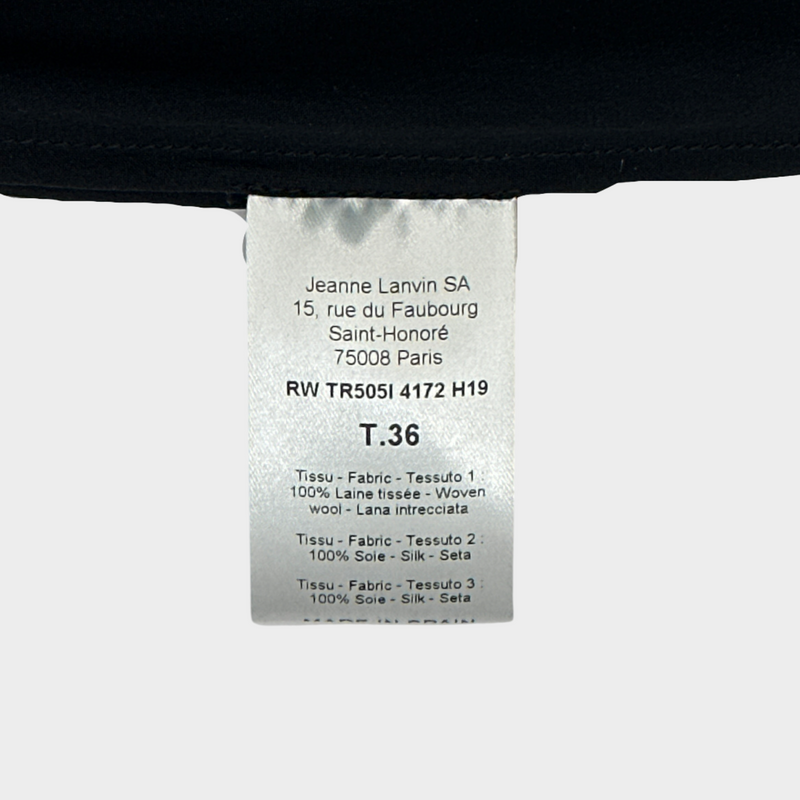 LANVIN women's black and white mother and child print silk palazzo trousers
