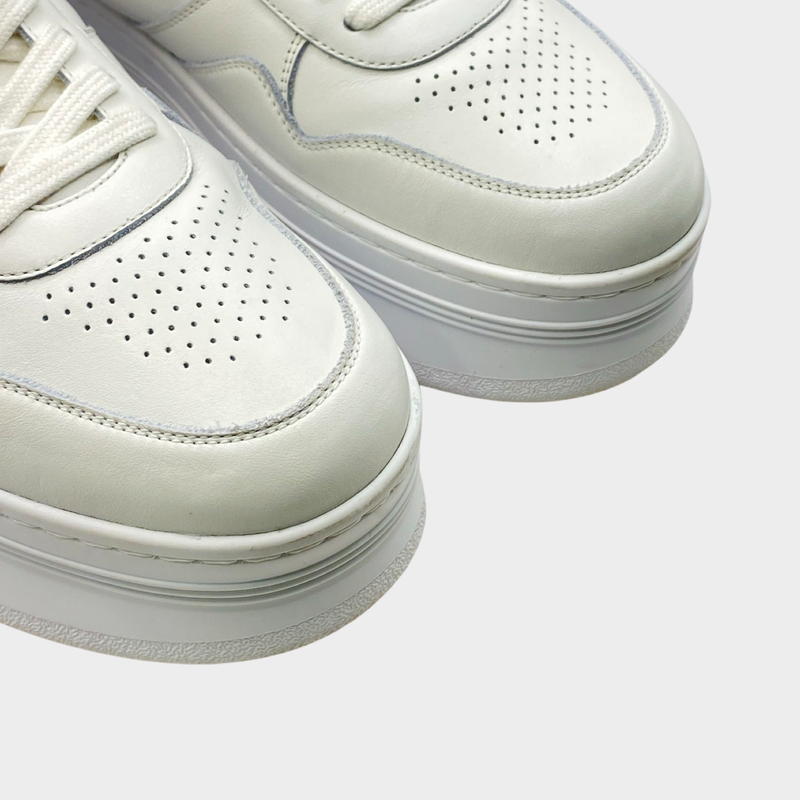 Celine women's white leather Wedge High Top platform trainers