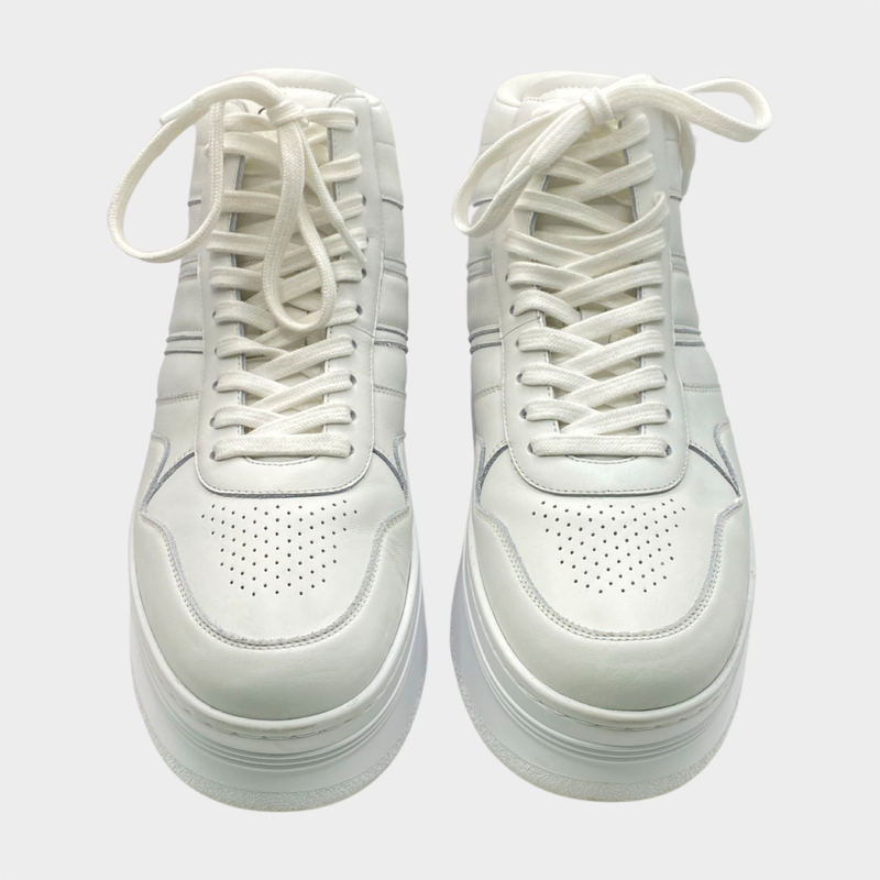 Celine women's white leather Wedge High Top platform trainers