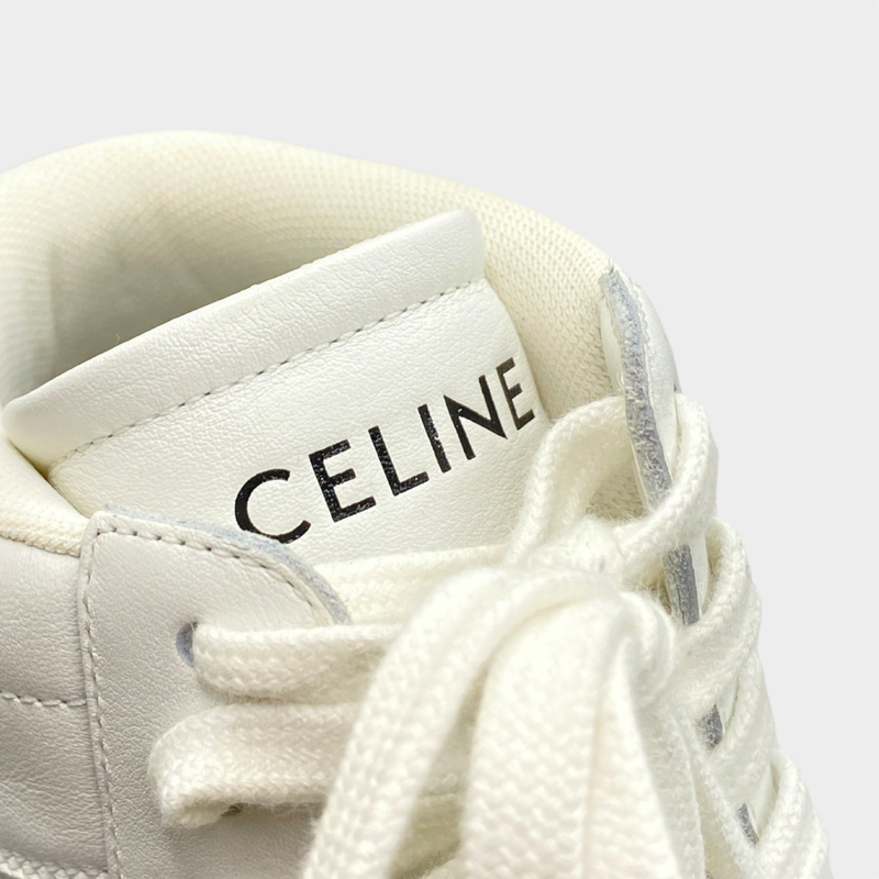 Celine women's white leather Wedge High Top platform trainers