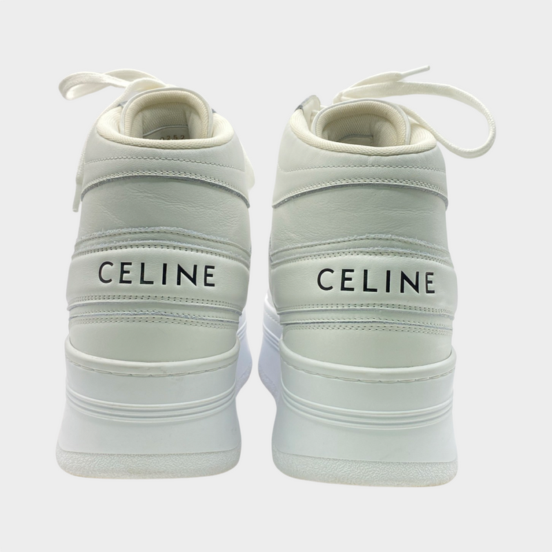 Celine women's white leather Wedge High Top platform trainers
